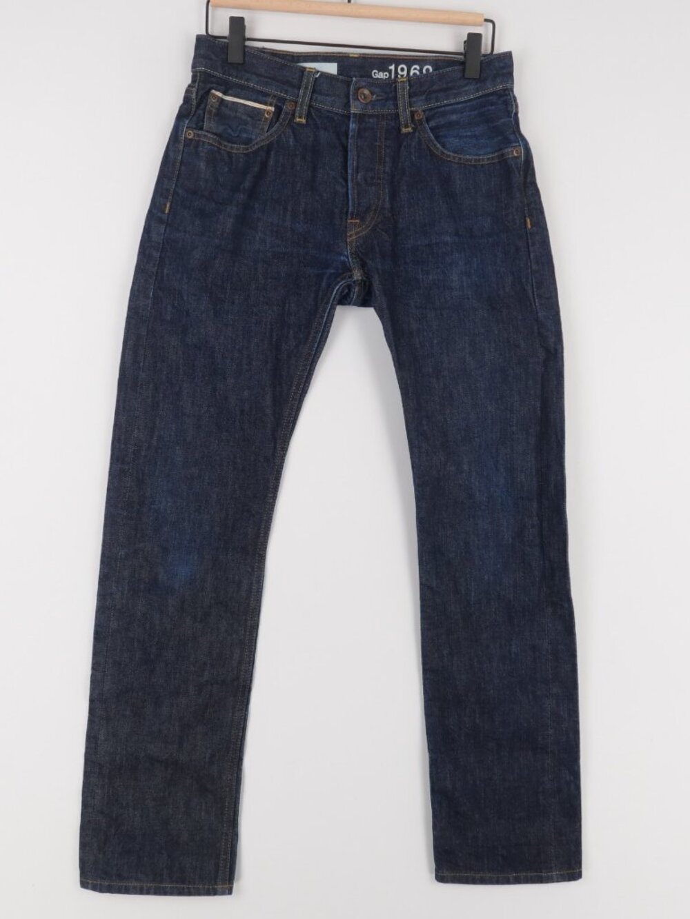 Gap 1969 Jeans Mens 28x30 Blue Slim Selvedge Ringspun Denim Button Fly Cotton